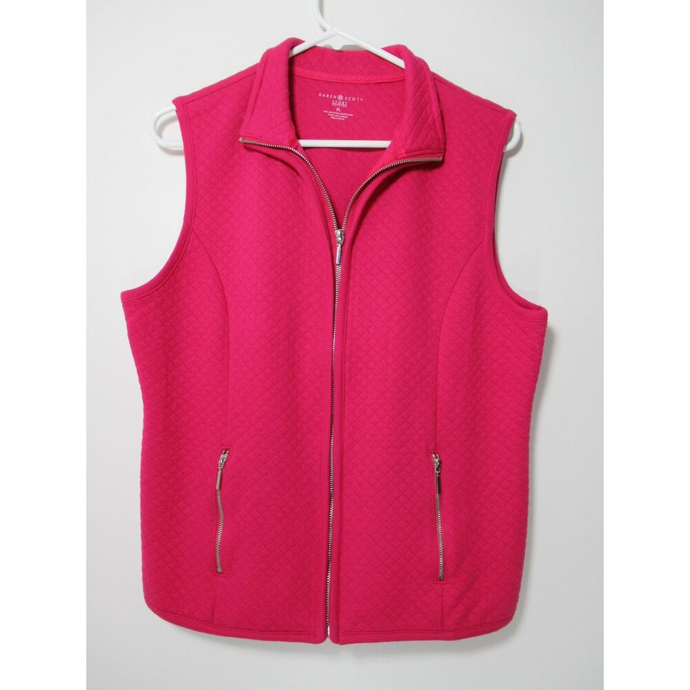 Karen Scott Sport Petites Pink Quilted Full Zip Vest w/Zip Pockets Size PL
